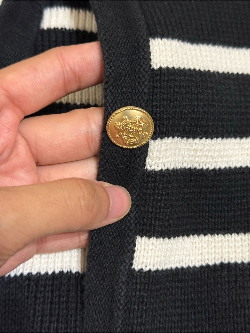 J. Crew Emilie sweater lady jacket in black white stripes classic casual - Picture 6 of 7